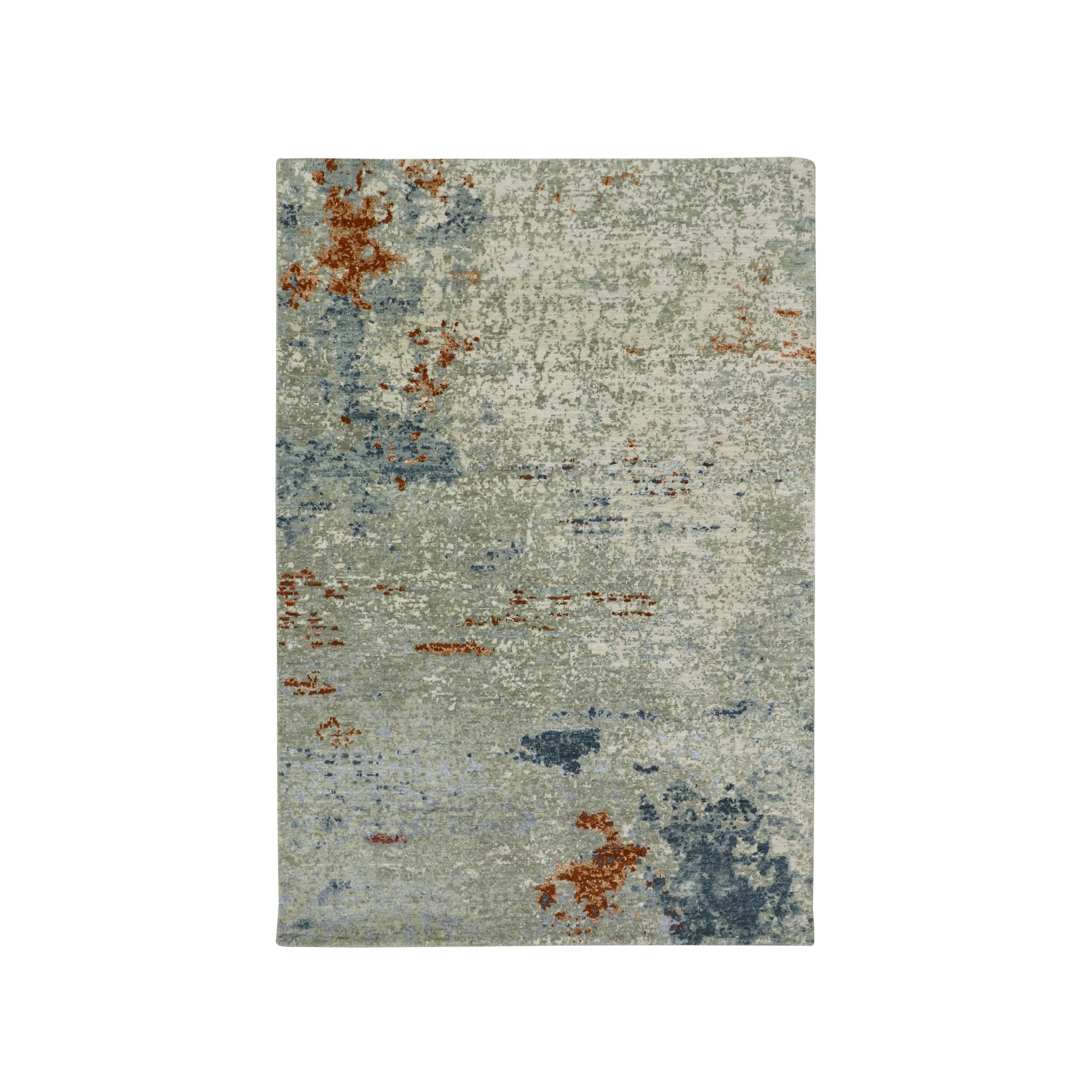Stone Gray, Hand Knotted, Abstract with Galaxy Design, Persian Knot, 100% Wool, Densely Woven, Oriental Rug